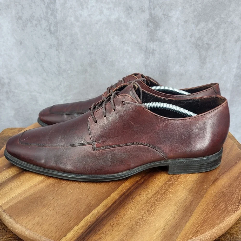 Cole Haan Air Oxford Shoes Mens 12 M Brown Apron Toe‎ Leather Dress Shoes C09436